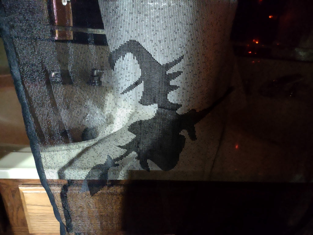 Halloween Light Up Black Curtain 84" x 50" Which Bat (lot 3100)