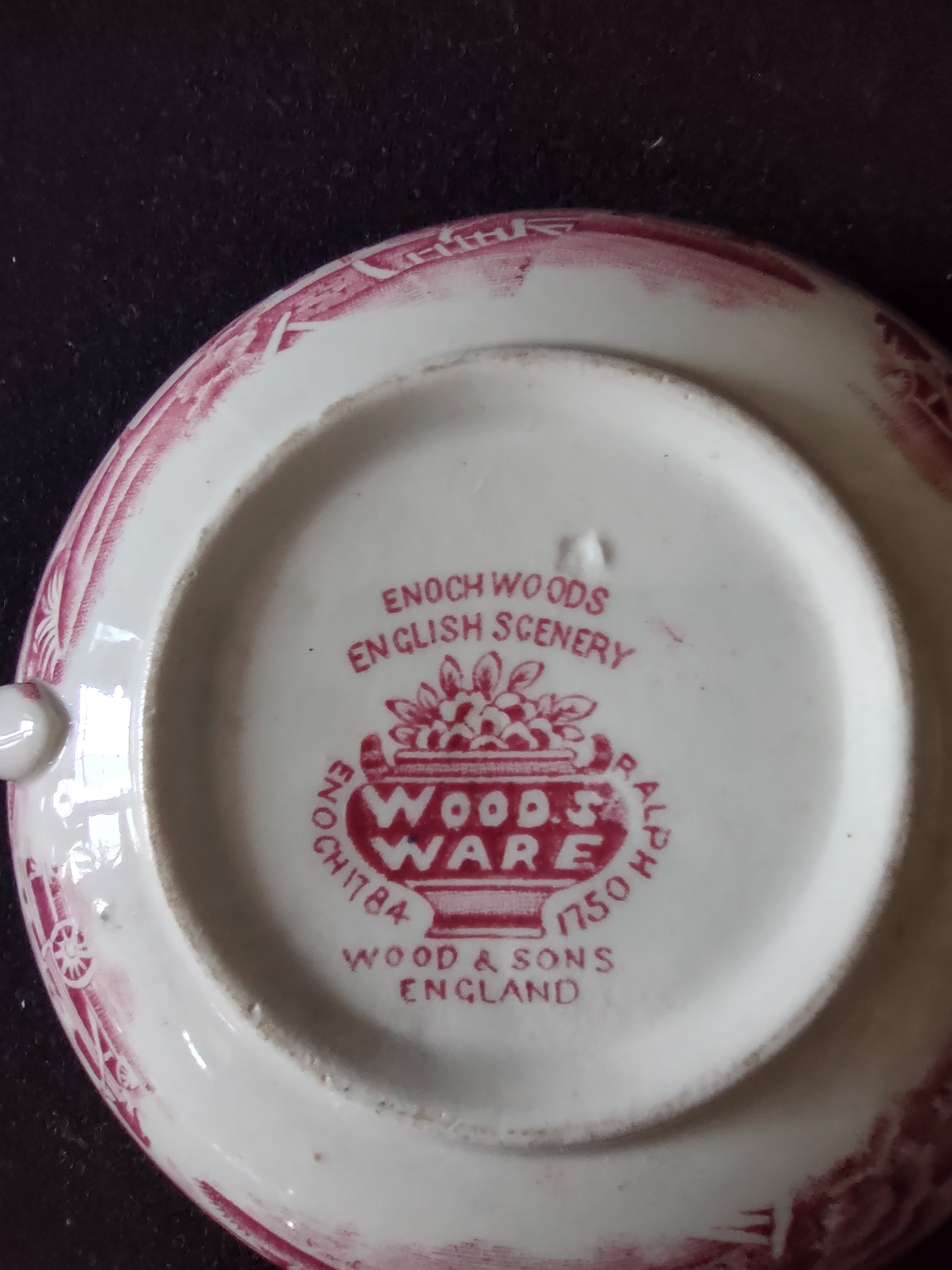Vintage Wood Sons Cream Soup Bowl Enoch Woods English Scenery REPAIRED (Lot 5683
