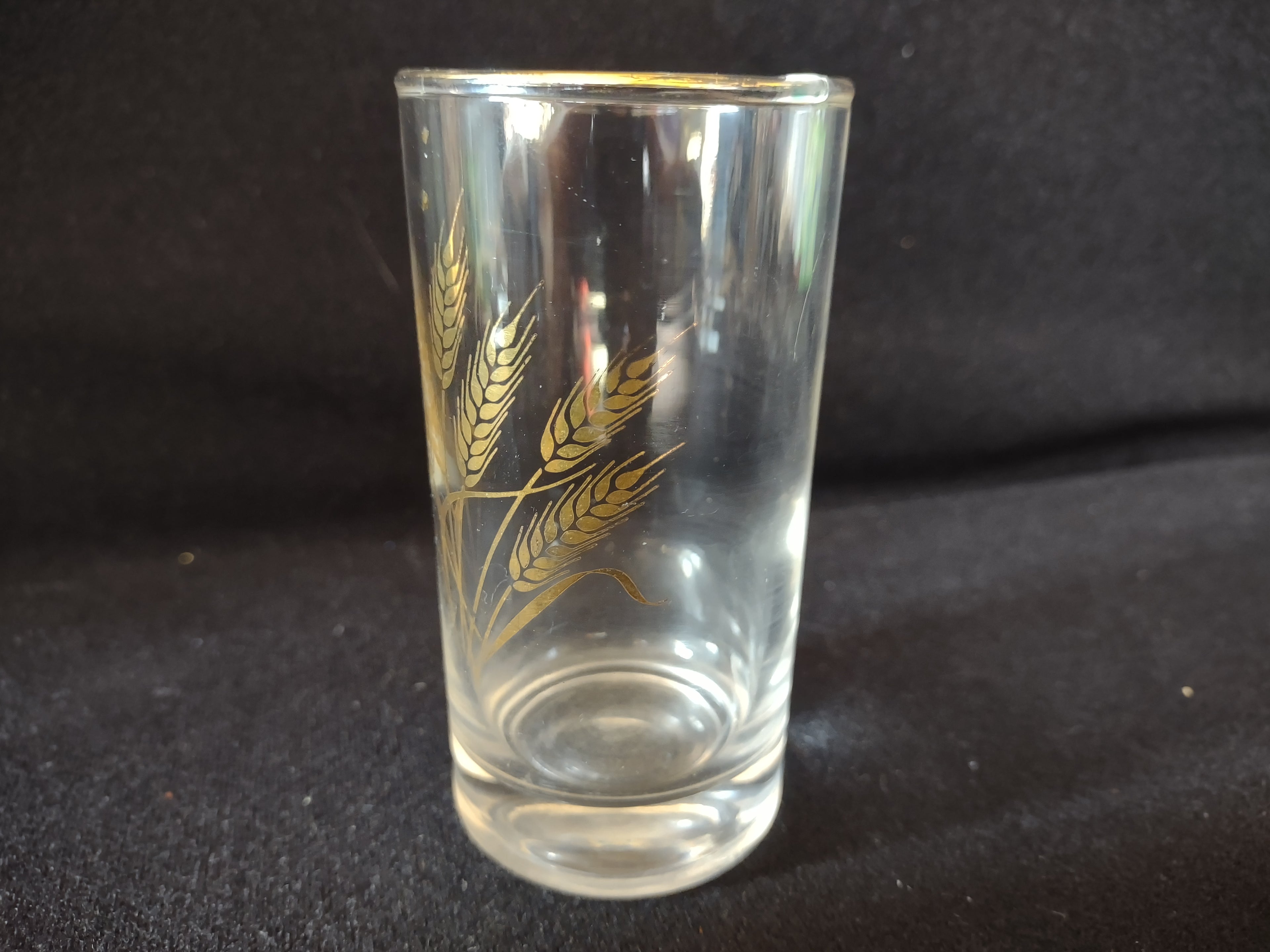 Vintage Homer Laughlin 22k Golden Wheat 4" Juice Drinking Glass x 4 (lot 5173)