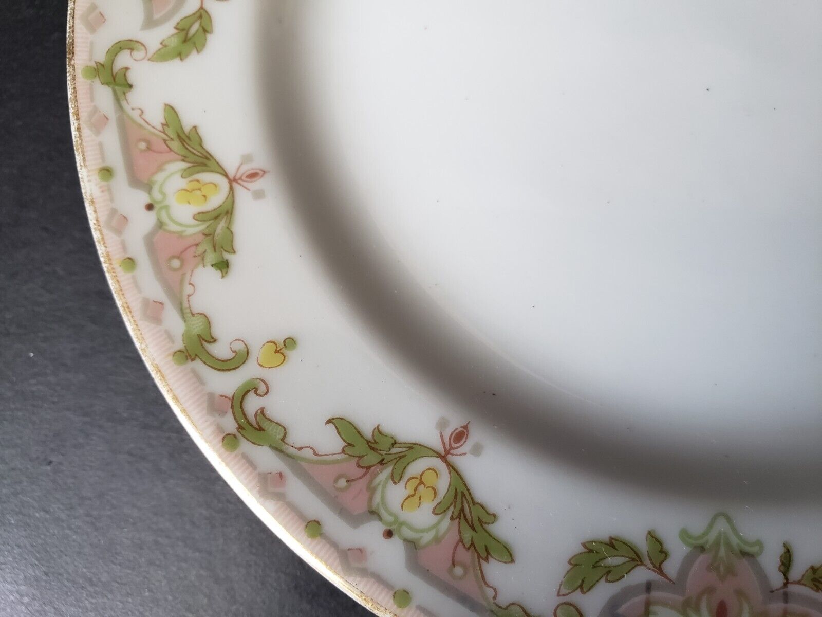 JP (Jean Pouyat) France Bread Butter Plate Pink Green Yellow (lot 620)