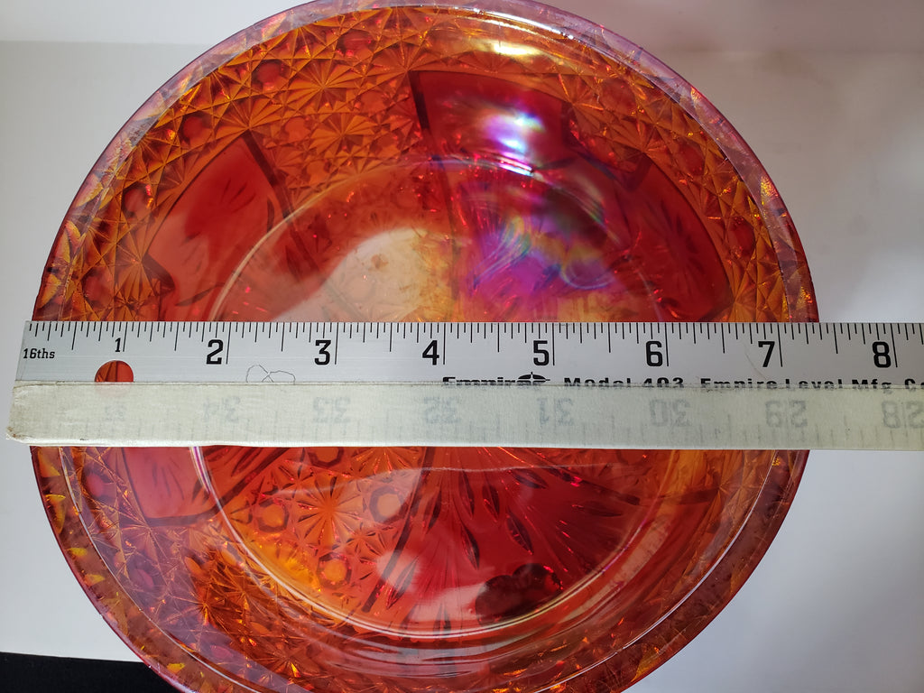 Vintage Marigold Iridescent Footed Bowl Carnival Glass (lot 2216)