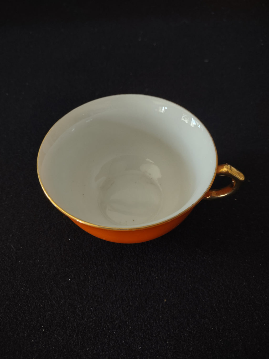 Vintage Fall Halloween Orange White Gold Trim Tea Cup Saucer (Lot 3923)
