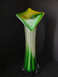 Vintage Handblown Jack in Pulpit Bud Vase Calla Lily Green IMPERFECT (lot 3248)