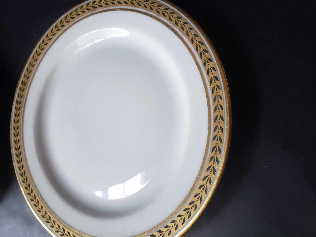 JP Limoges France Gold Trim Green Laurel 2 x Bread/Butter Plate (lot 601)