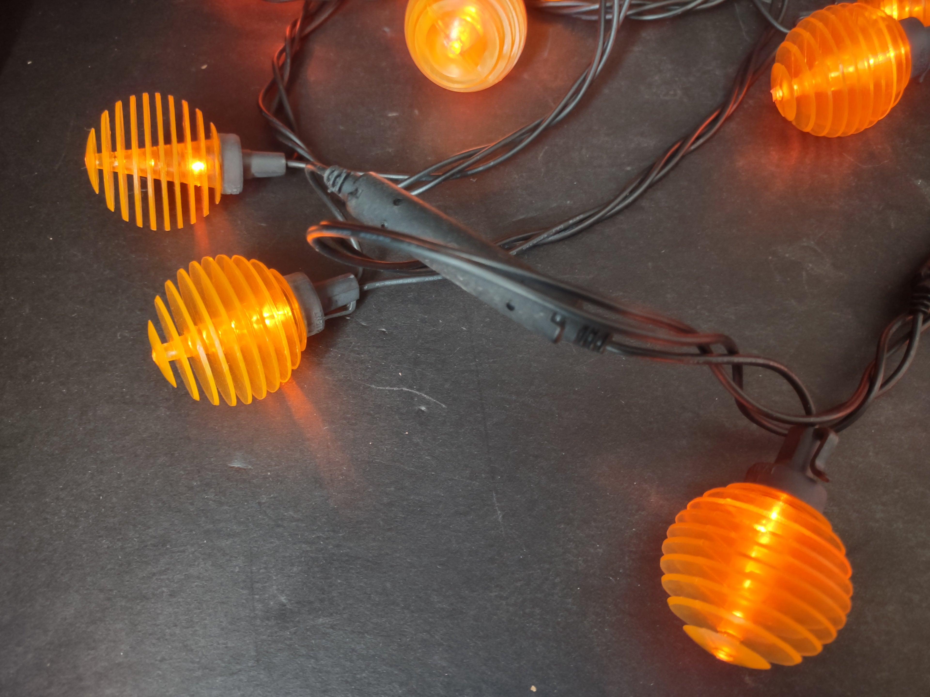 Halloween Lights String x 3 Jack-O-Lantern Pumpkin Orange (lot 3018j)