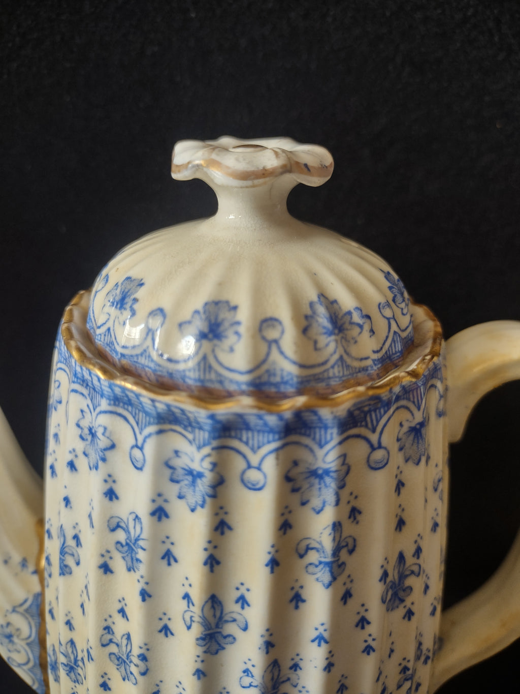 Vintage Copeland Spode Coffee Pot Earthenware Blue Ermine IMPERFECT (Lot 5764)