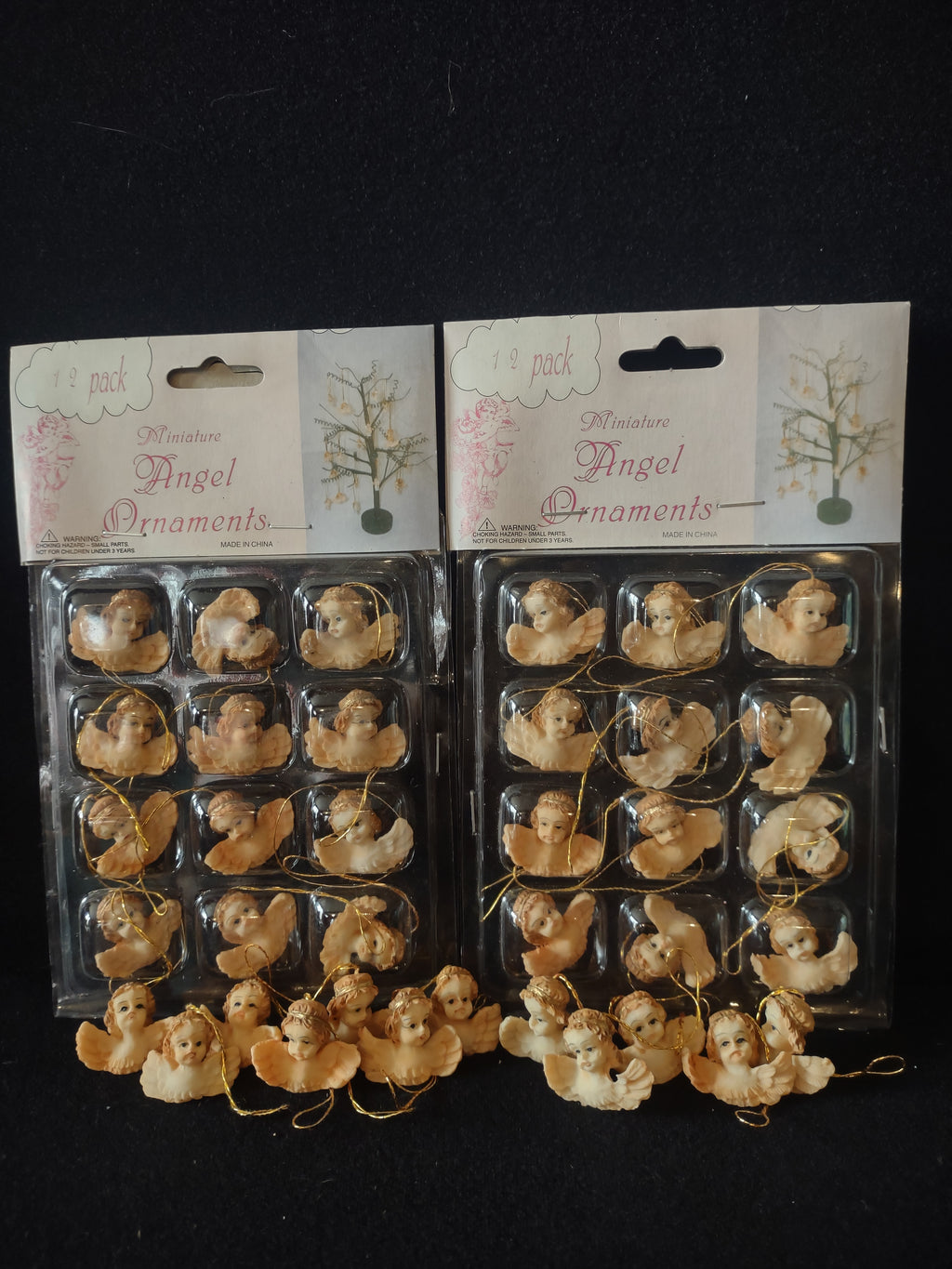 Christmas Holiday Miniature 1" Angel Head Wings Ornaments x 36 (Lot 4533)