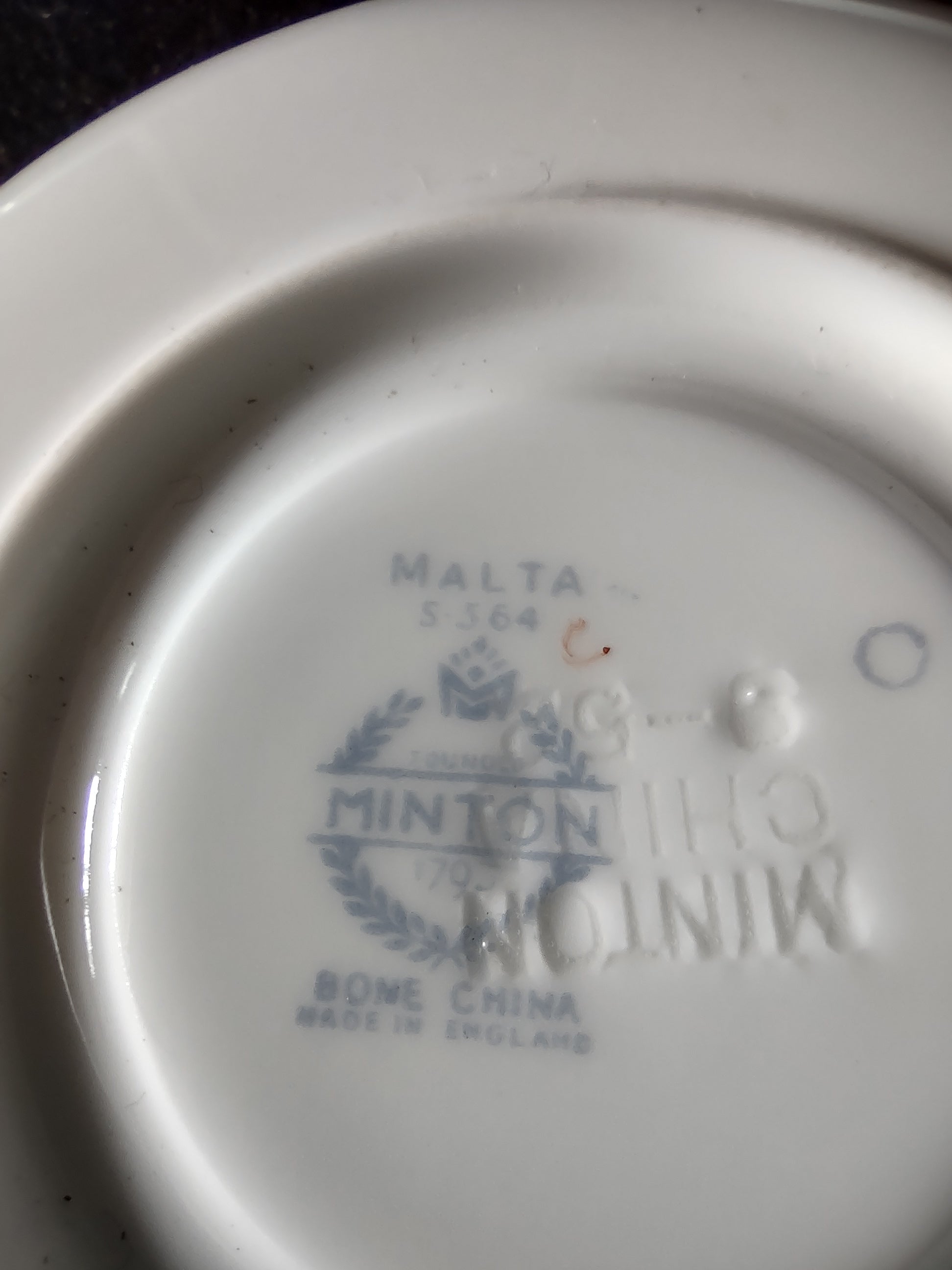 Vintage Minton Malta Blue Demitasse Saucer Bone China Turquoise Gray (Lot 5515)