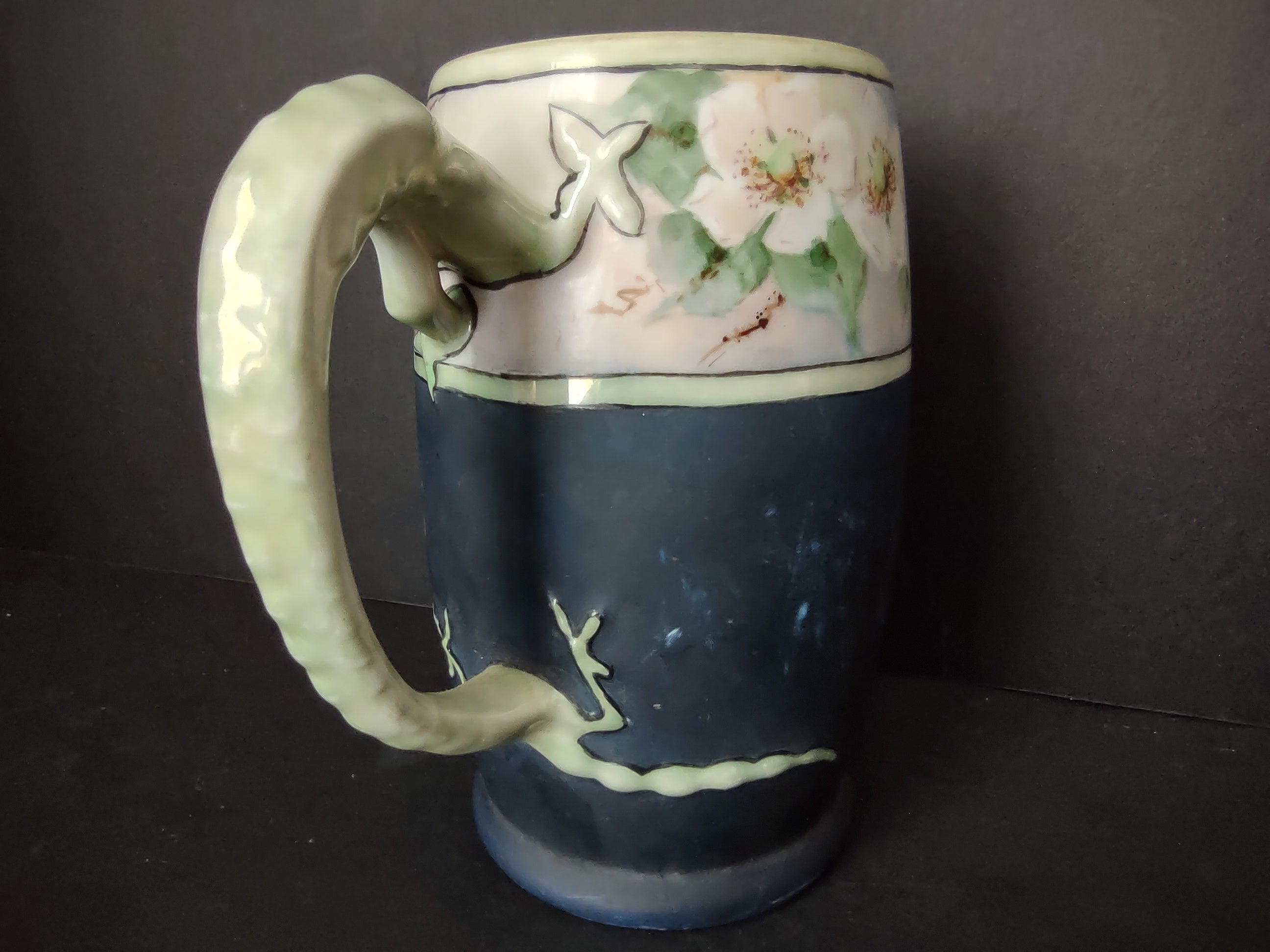Lizard Handle Chalkboard Ceramic Blue Green Cup Mug