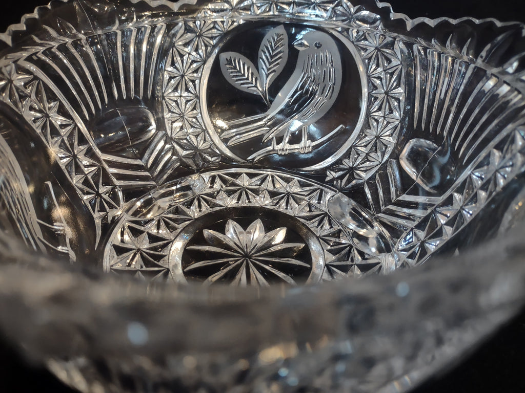 Hofbayer Byrdes Crystal Footed Candy Dish (lot 2499c)