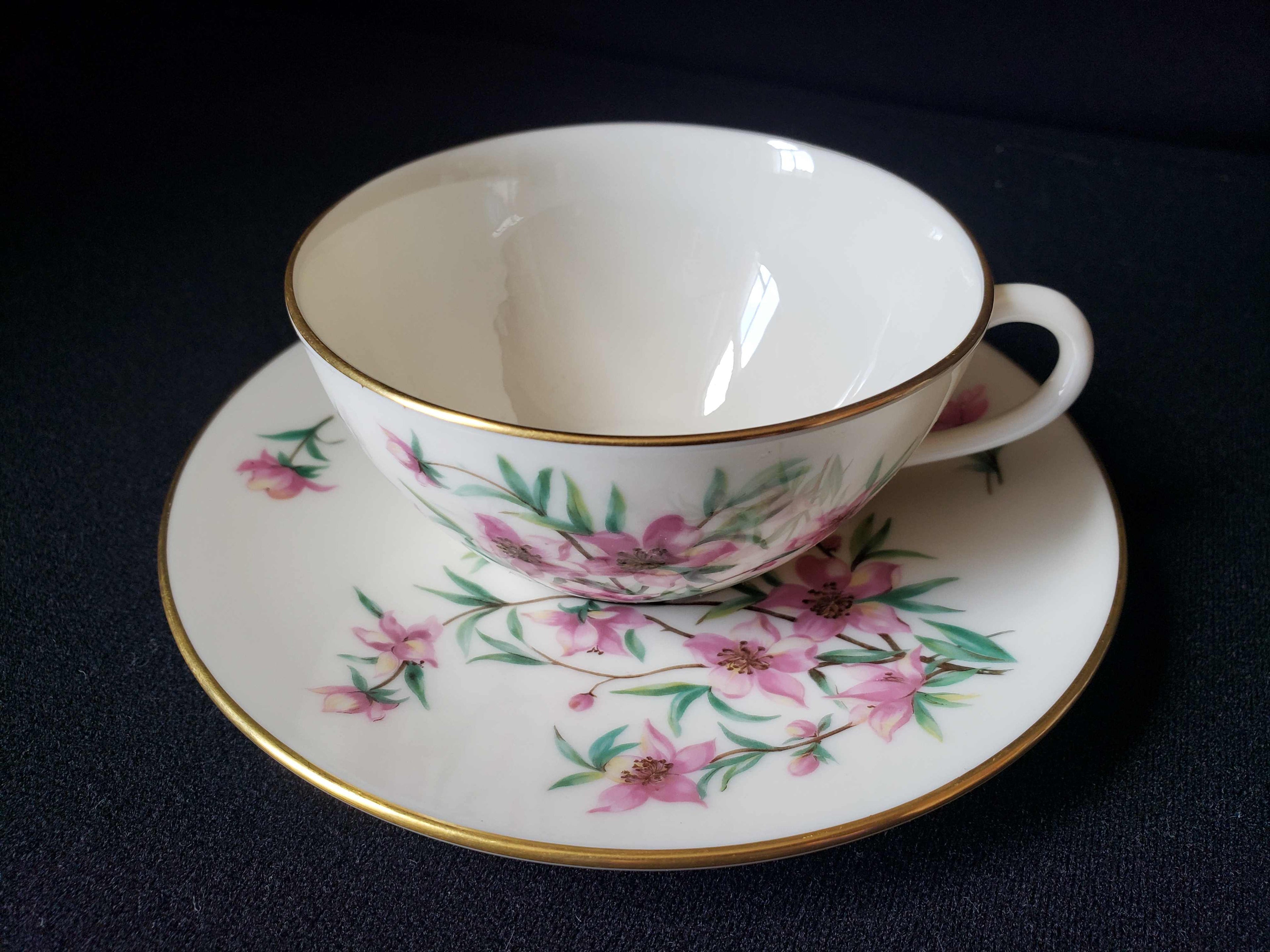 Vintage Lenox Peach Tree Tea Cup with Saucer (lot 1942)
