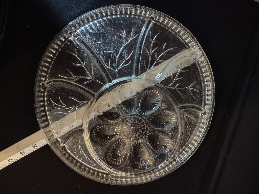 Easter Glass Deviled Egg Snack Plate Serving Platter (lot 2576c)