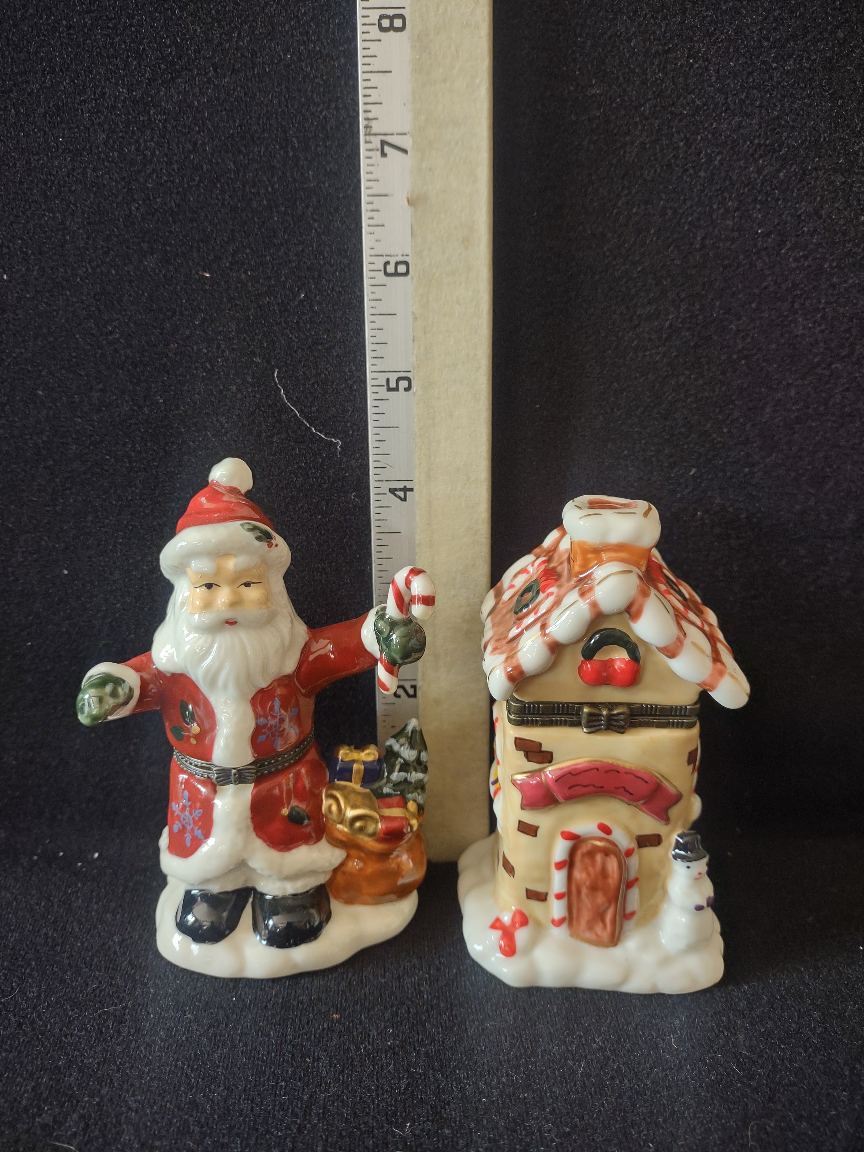 Christmas Holiday Trinket Box x 2 Santa Village House Gift (Lot 4549)