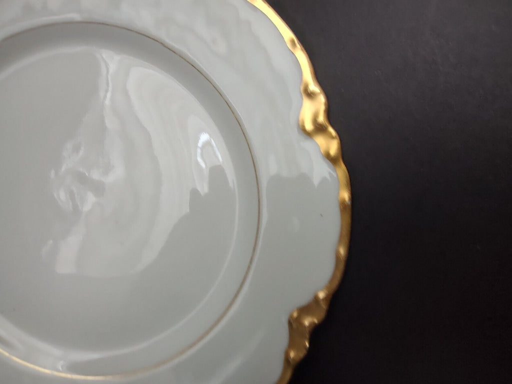 Haviland Limoges France Dessert Plate White & Heavy Gold Trim H808 (lot 700)