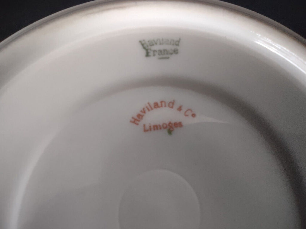 Haviland Limoges 7 x Saucer 5-1/2" Four Leaf Flower Green Red (lot 529)