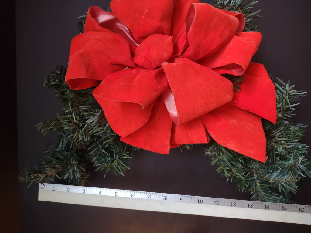 Vintage Artificial Christmas Light Up Tree Swag Red Bow Garland (lot 1227)