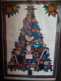 Vintage Christmas Teason Vinil Flag Santa Tree (lot 3338)
