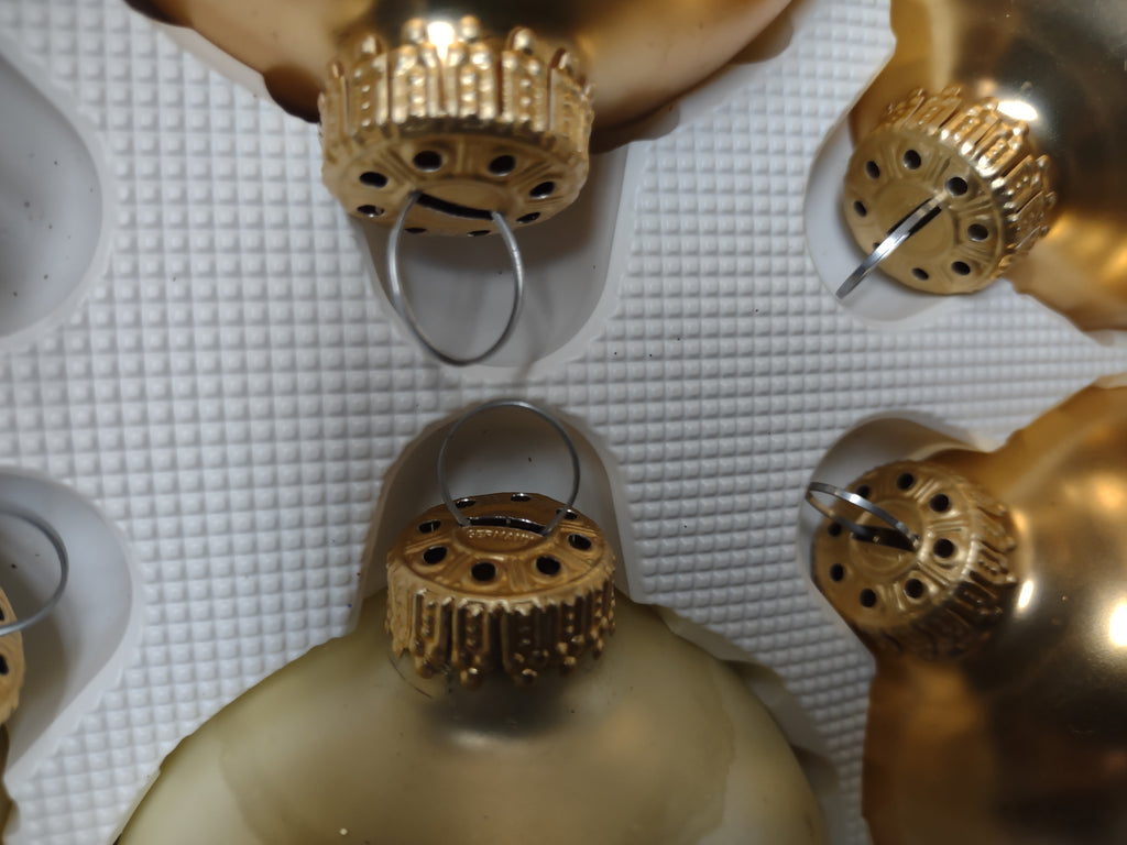 Vintage Christmas Set 6 Glass Ornaments Krebs 3" Butterfly Golden (lot 1434)