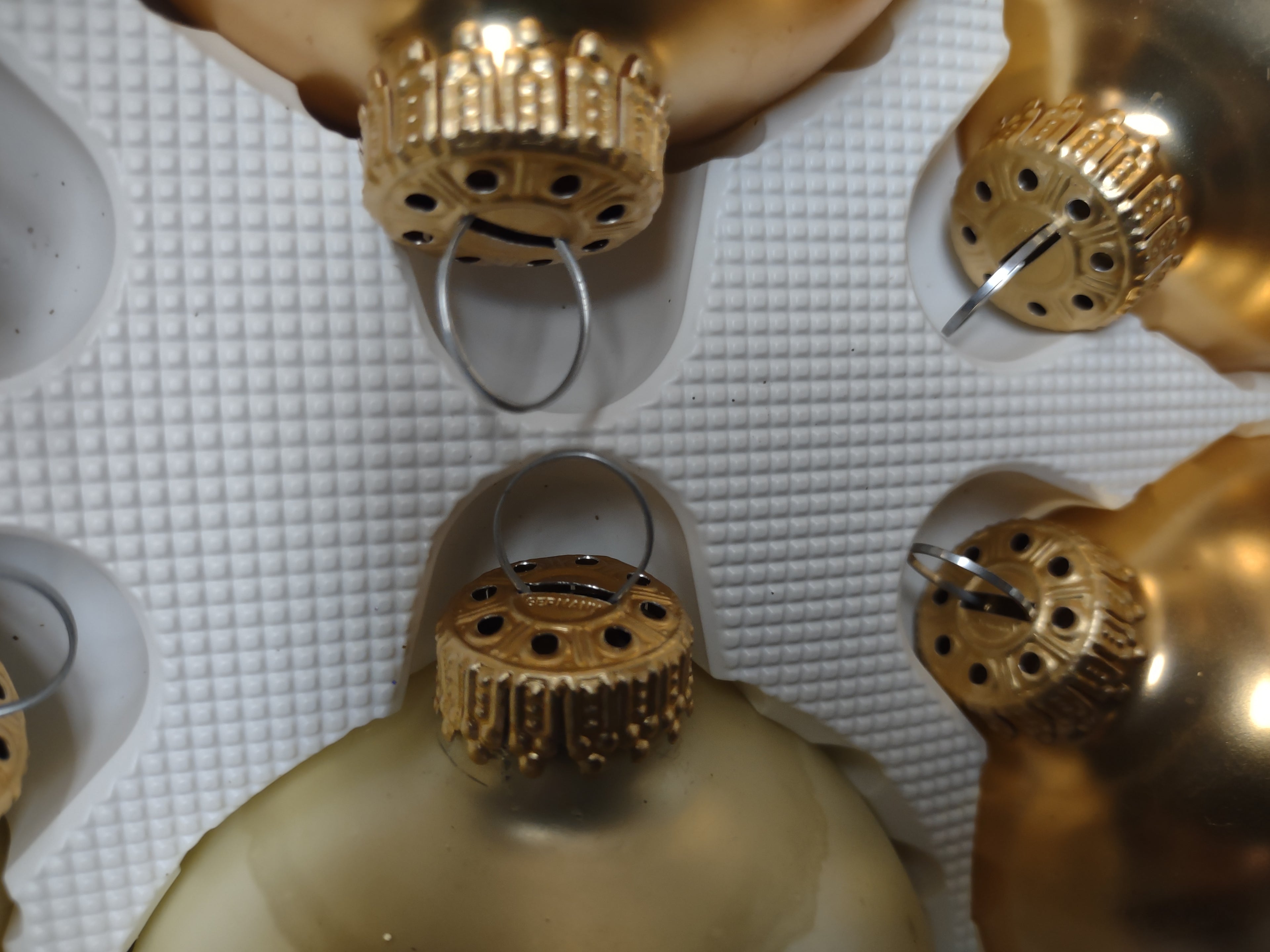 Vintage Christmas Set 6 Glass Ornaments Krebs 3" Butterfly Golden (lot 1434)