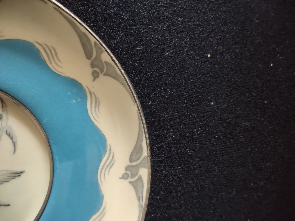 Vintage Spode Demitasse Teacup Saucer Diving Seagulls IMPERFECT (Lot 5766)