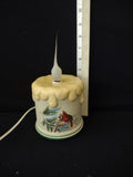 Vintage Christmas Winter Lighted Cardinal Pair Pine Ceramic Candle (Lot 3717)