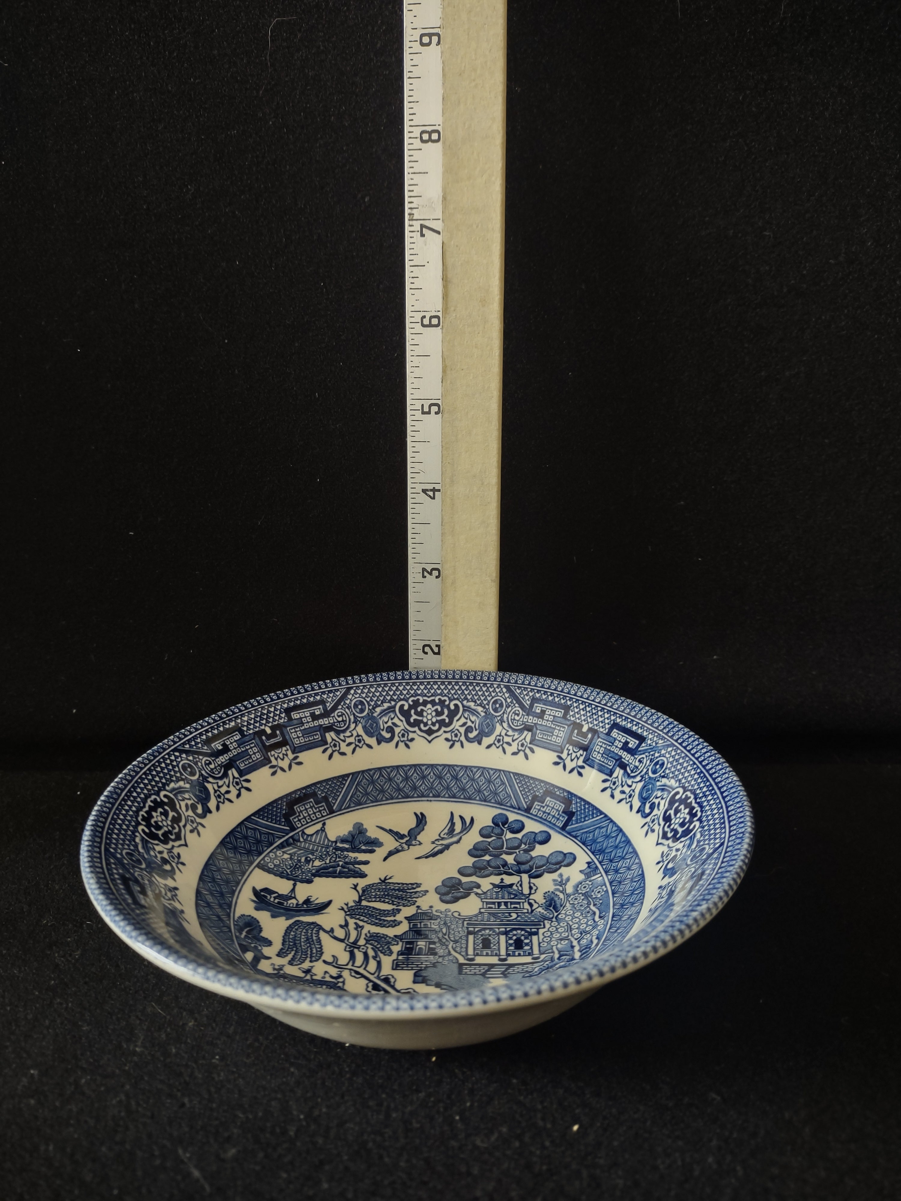 Vintage Churchill Teacup Cereal Bowl Ironstone Blue Willow Set Of 2 (Lot 5586)