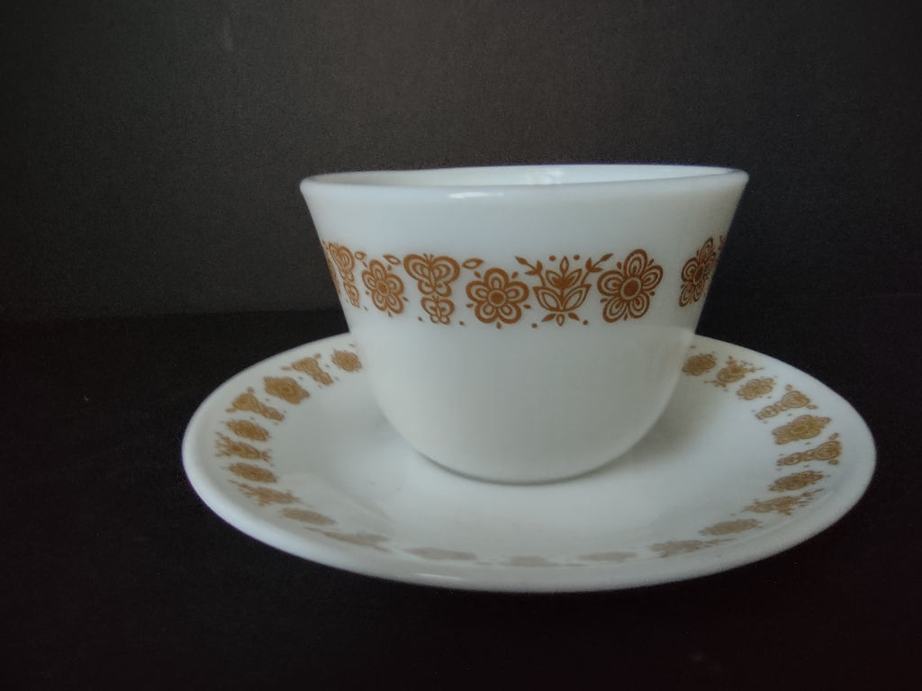 Corelle 8 x Teacup Saucer Golden Butterfly (lot 1207)