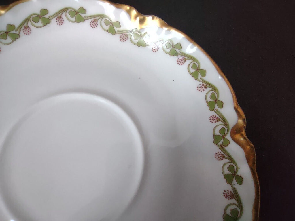 Haviland Limoges Green Gold Clover Shamrock Saucer Plate 5-1/2" (lot 610)