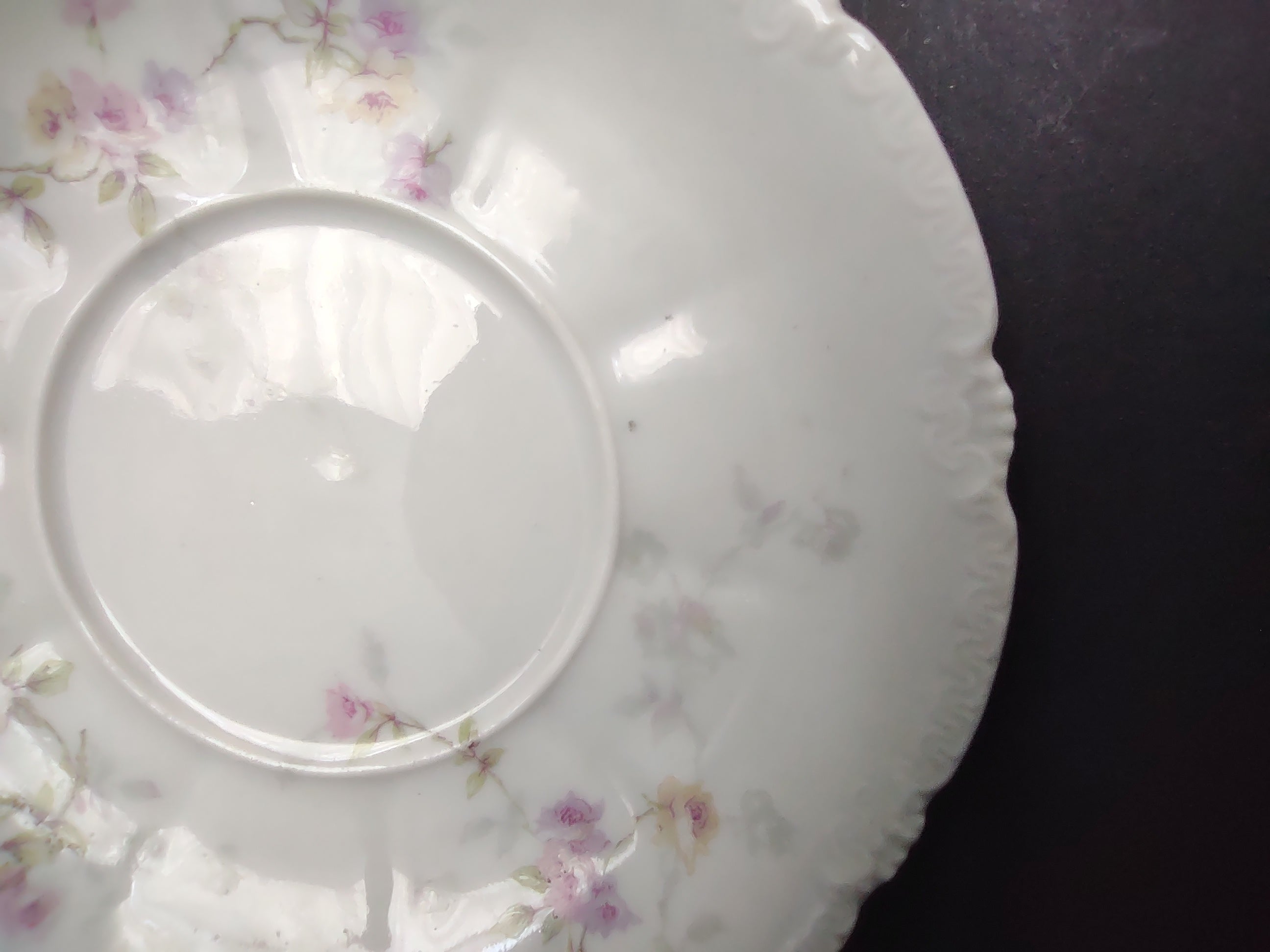 Haviland Limoges Saucer ONLY Pink Purple Yellow Rose (lot 838)