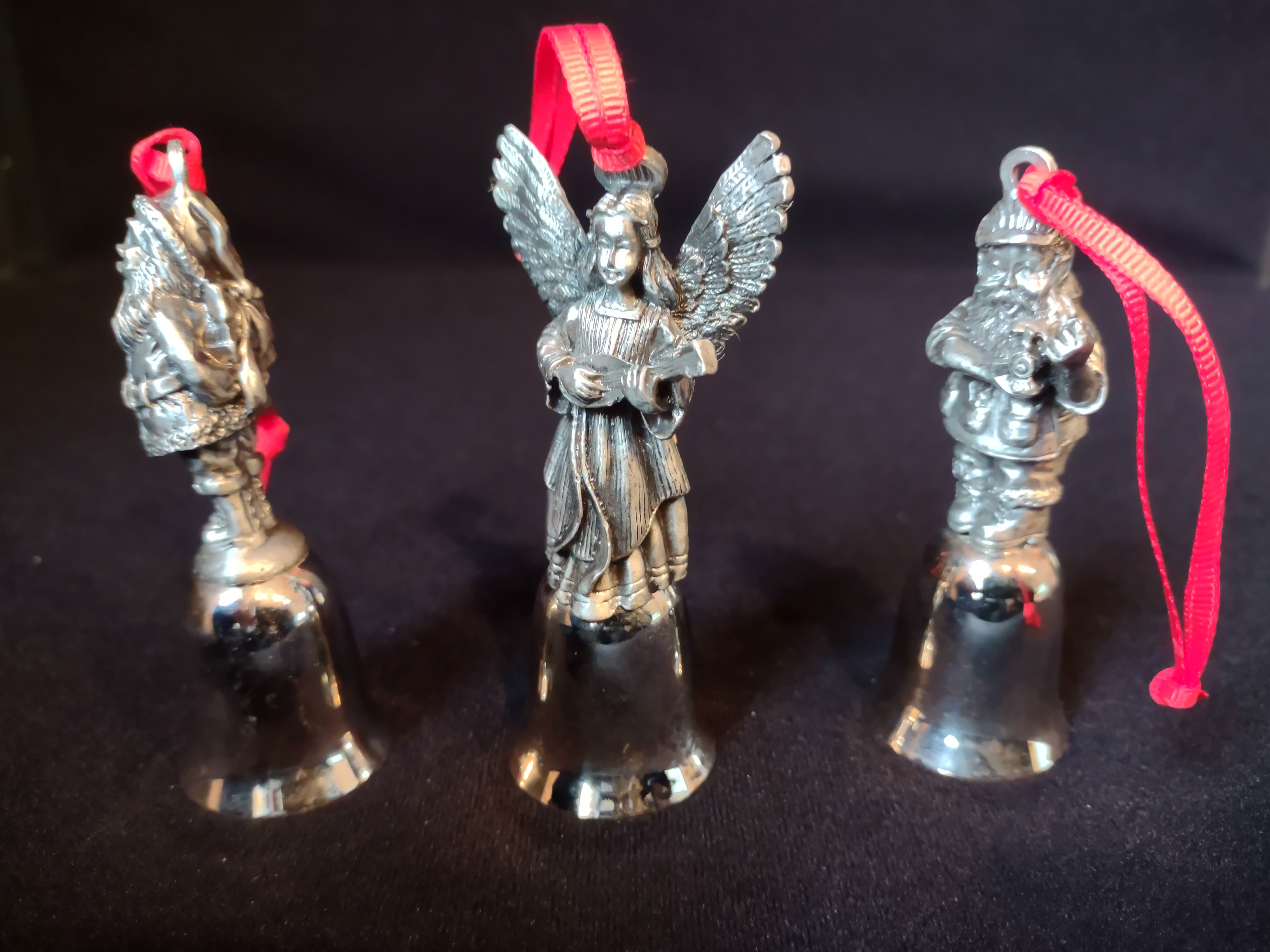 Set of 3 Angel Santa Christmas Tree Ornament Bell (lot 1685)