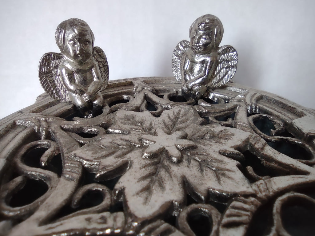 Vintage Incense Burner Green Marble with Angels Cherubs (lot 5323)