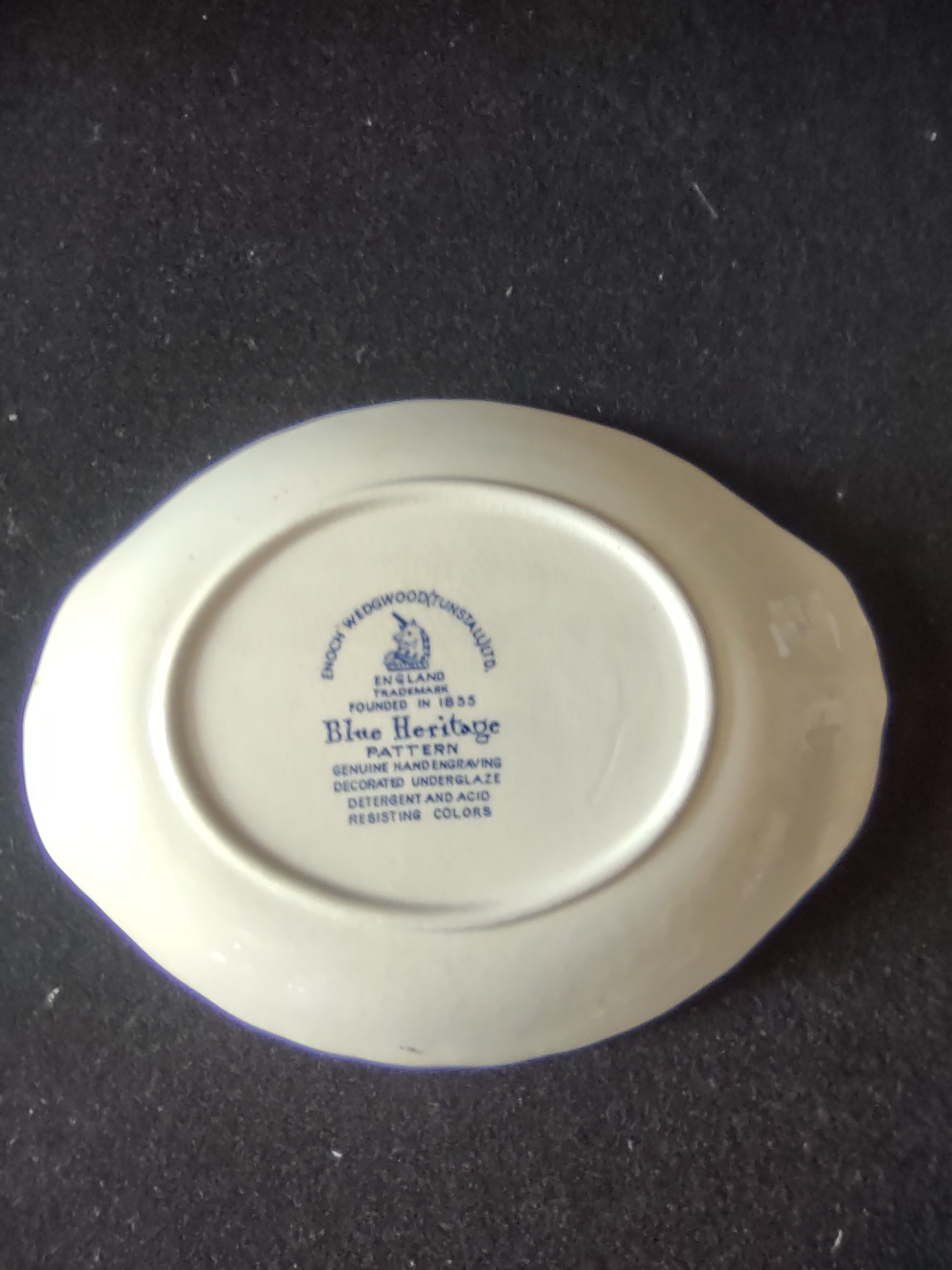 Vintage Enouch Wedgwood Blue Heritage Small Serving Dish Ironstone England(5972)