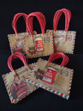 ChristmasSmall Brown Paper Gift Bag Holly Bell Santa Reindeer x 30 (Lot 4590)
