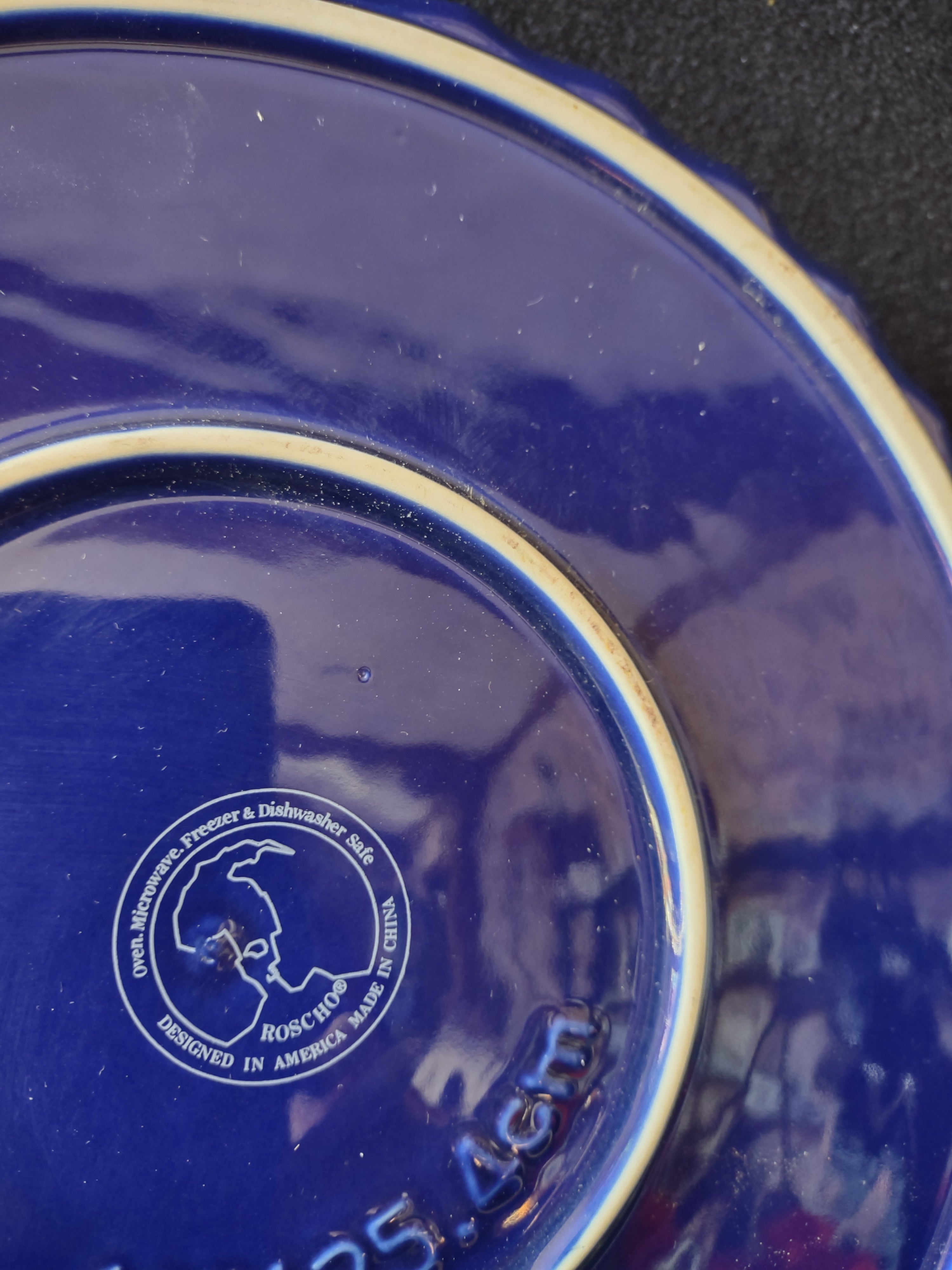 Roscho Coblat Blue 10" Pie Pan Ceramic for Oven Microwave (lot 5216)
