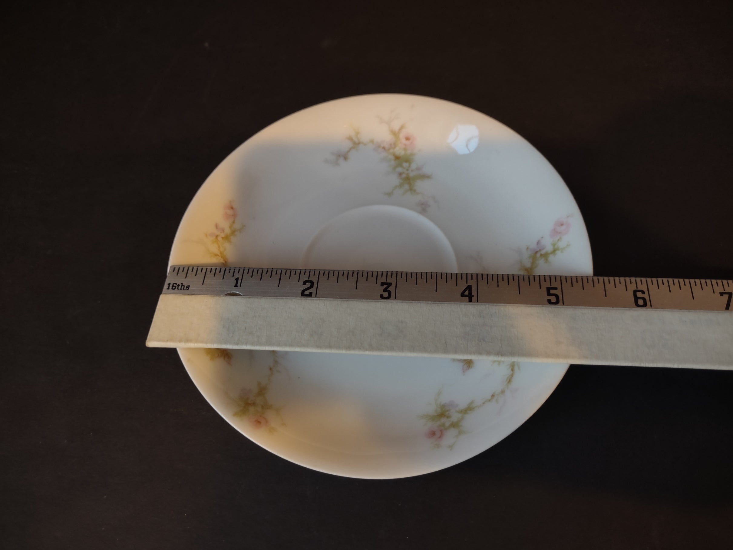 Haviland Limoges Tea Cup & Saucer Rose White Purple Flower Moss (lot 901)