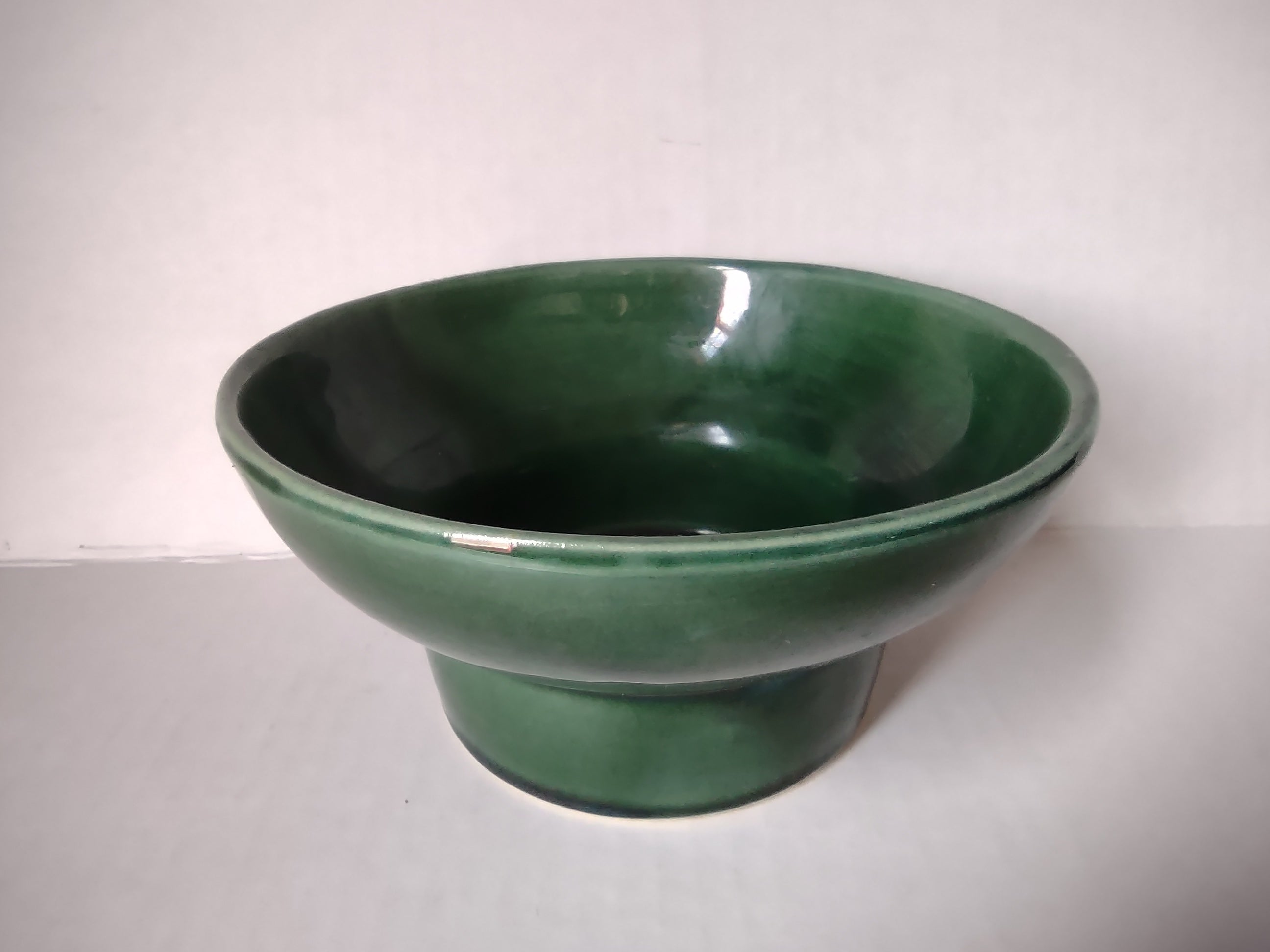 Vintage Dark Green Small Serving Bowl Footed 401 USA (lot 5329)