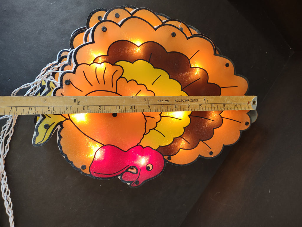 Thanksgiving Turkey x 4 Holographic Window Decor IMPERFECT (lot 3278j)