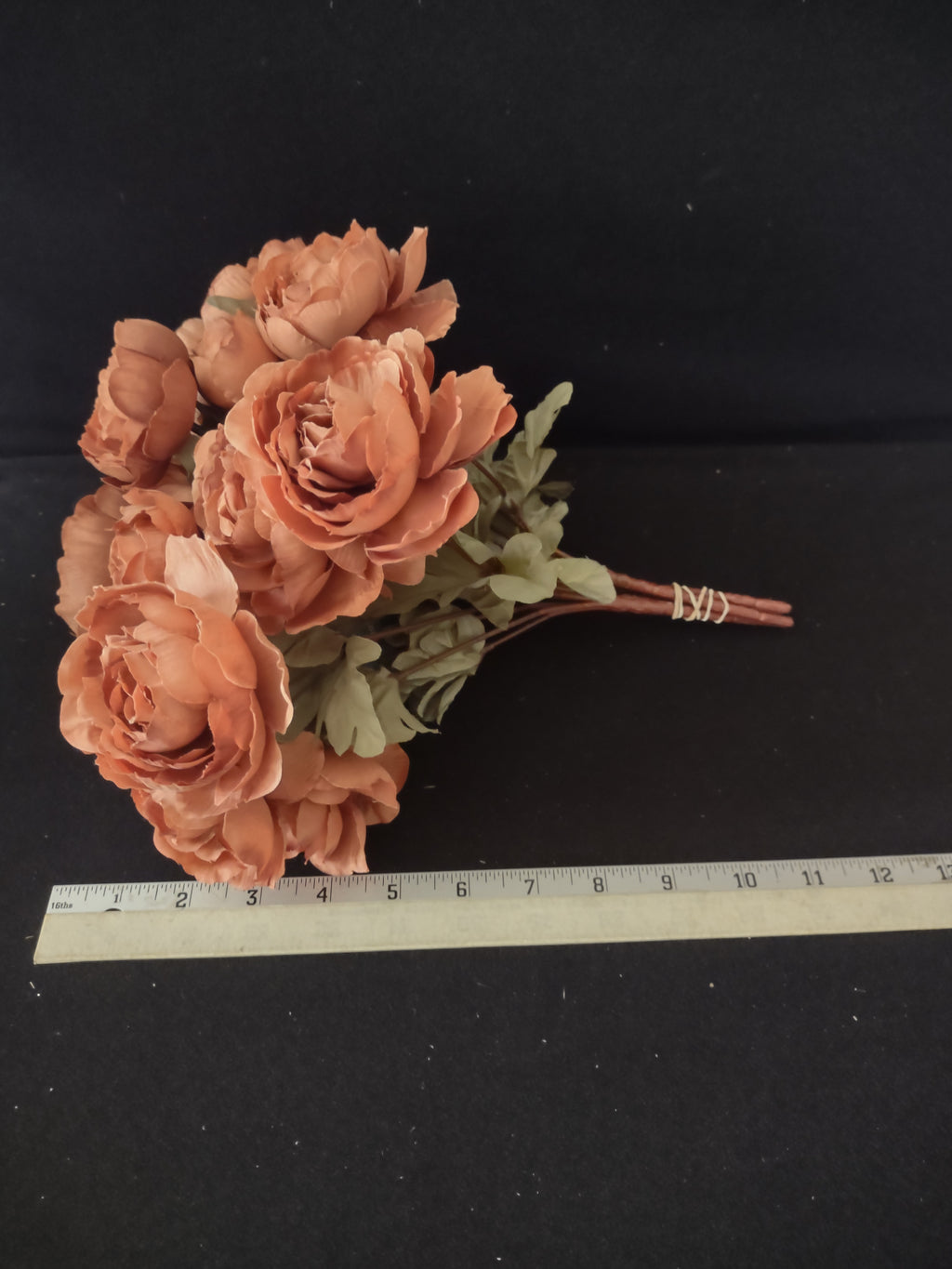 Thanksgiving Fall Silk Flowers Rust Colored Roses 4 Twigs (Lot 3541)