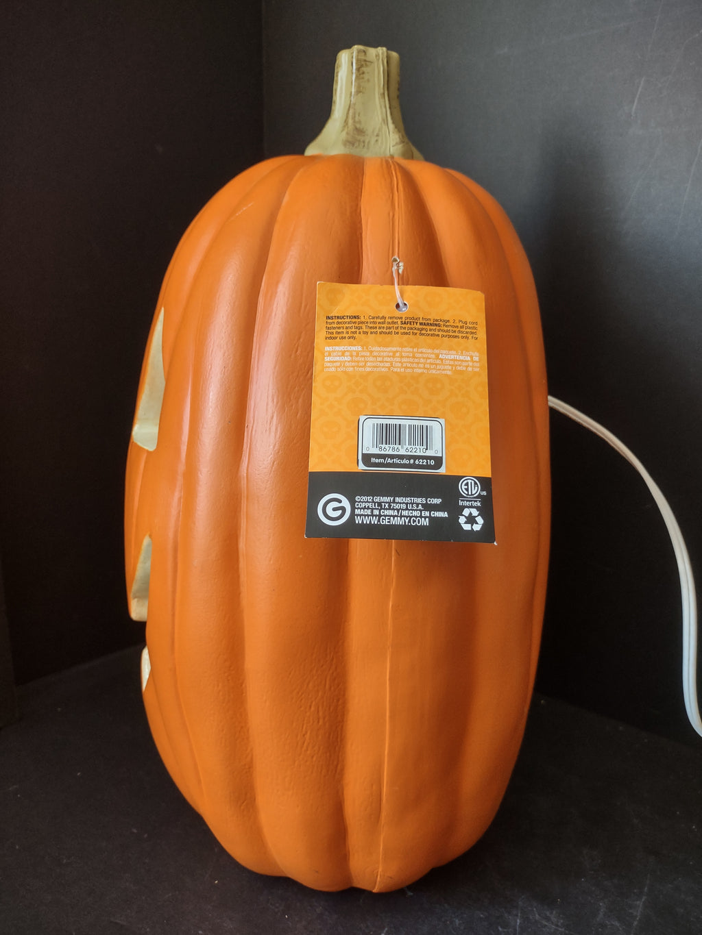 Large 16" Vintage GEMMY Jack-O'-Lantern Foam Blow Mold Lighted Pumpkin lot 3012j