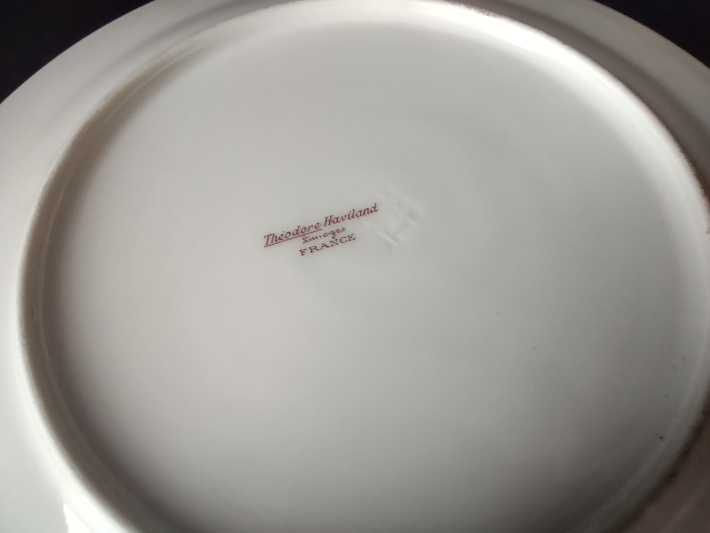 Haviland Limoges Dessert/Salad Plate Rose White Purple Flower Moss (lot 897)