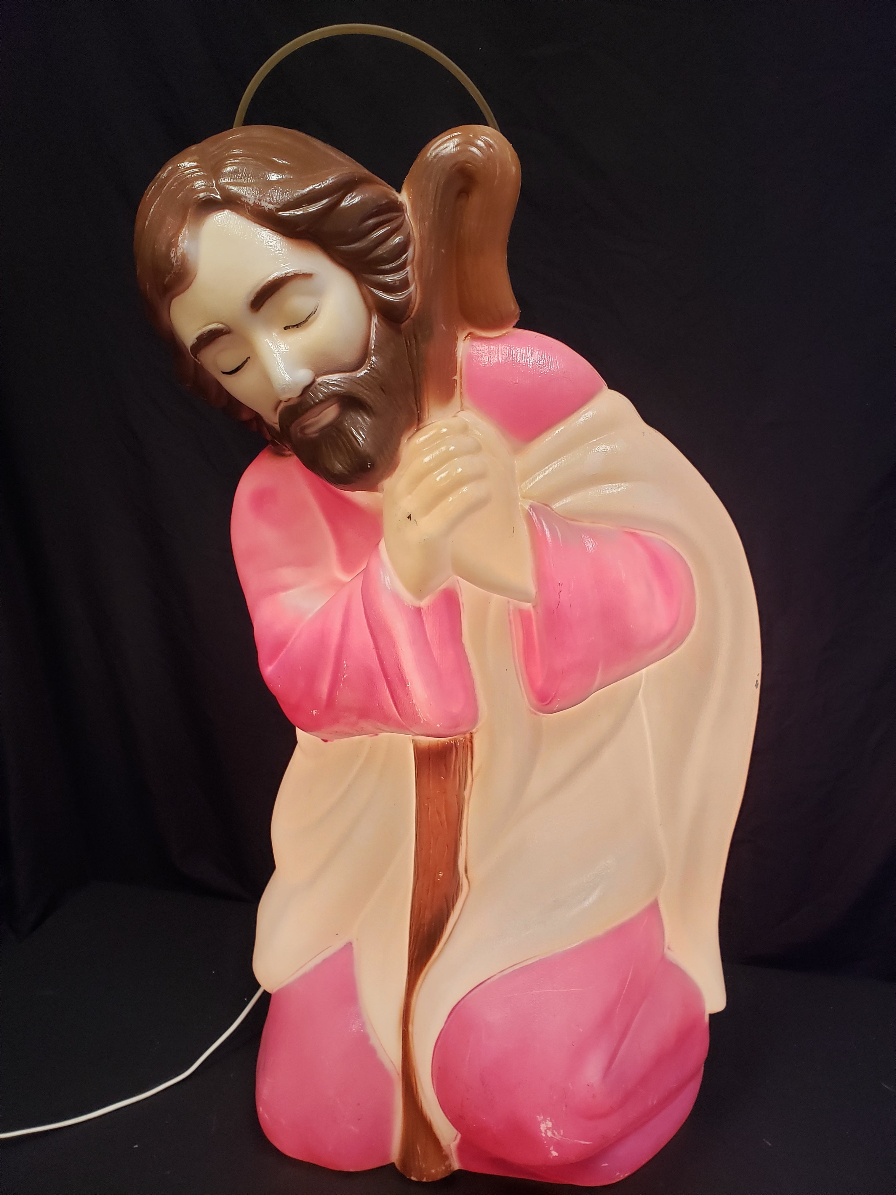 Vintage Christmas Nativity Outdoor Joseph with Halo Blow Mold 27" (lot 2253)
