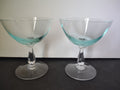 Set of 2 Fostoria Rharsodia Turquoise 4 1/2" Champagne Sherbet Glass (lot 2714)