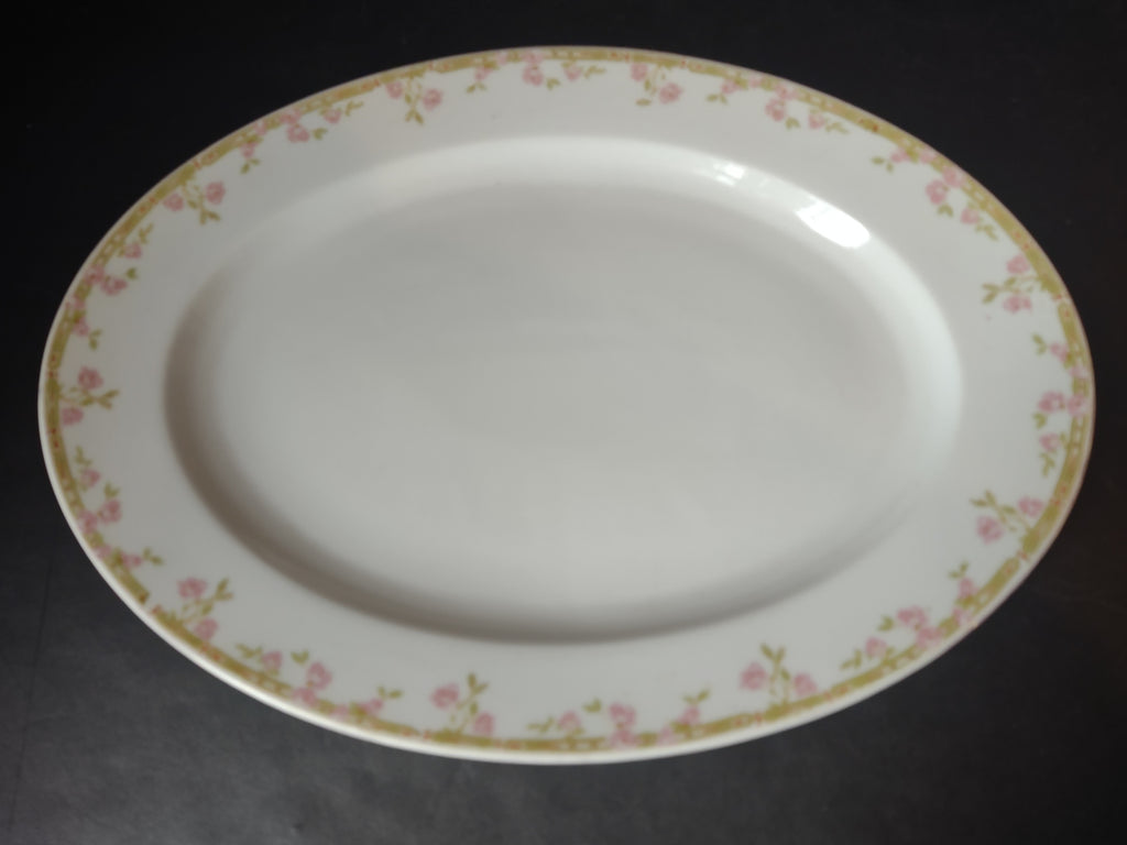Vintage Bavaria Oval Serving Platter 14" x 10" Roses (lot 2619)