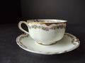 Haviland Limoges Gold Trim Pink Flower Garland Teacup & Saucer IMPERFECT lot 707