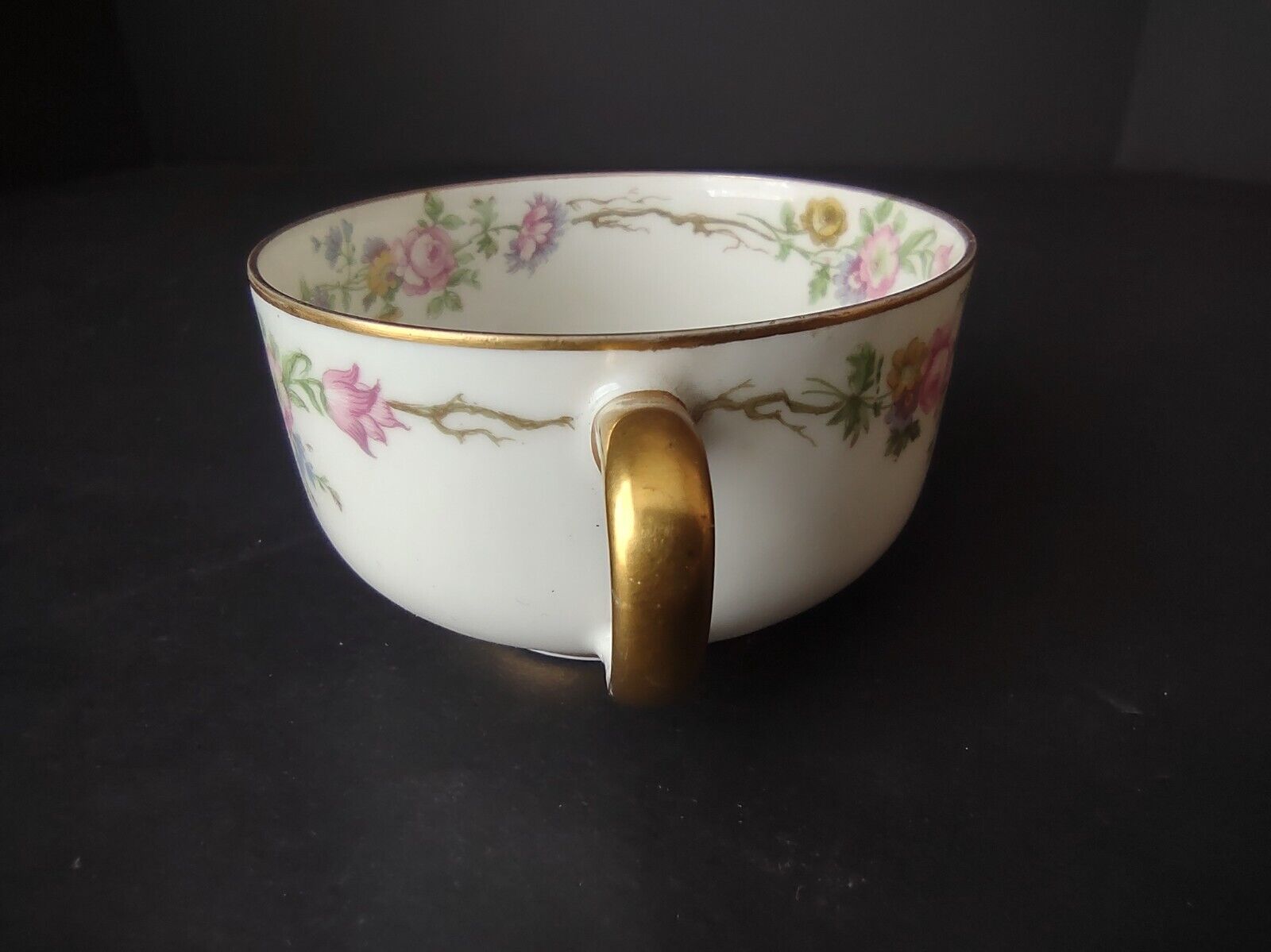 Vintage GDA Limoges Gold Trim Teacup ONLY Summer Flower Garland (lot 693)