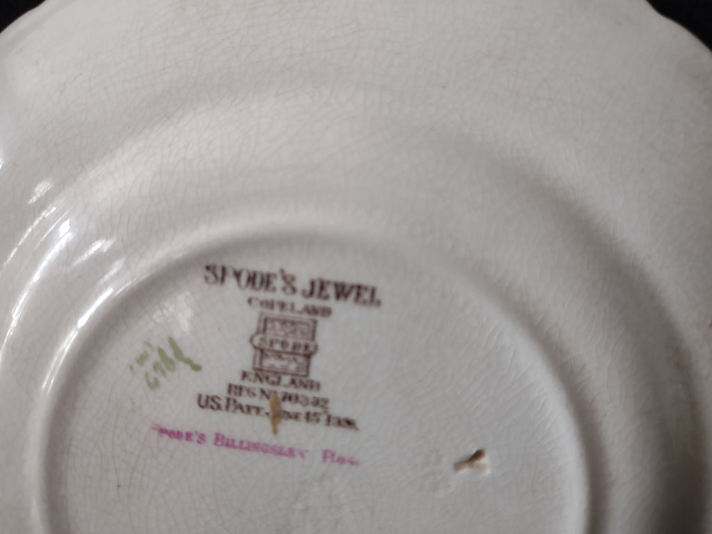 Vintage Spode Jewel Billingsley Rose Small Plate Brown Stamp Ironstone (lot5834)