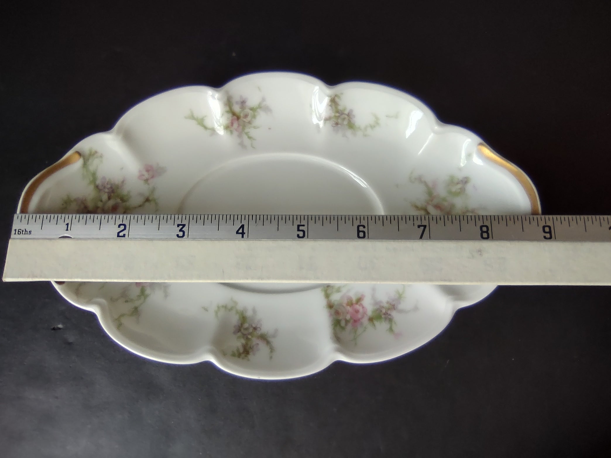 Haviland Limoges Gravy Bowl UNDERPLATE ONLY White Cabbage Rose Moss (lot 911)