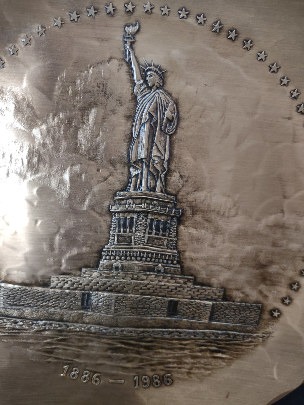 Vintage Plate Statue of Liberty Bronze Hammered Wendell August Forge (Lot 5723t)