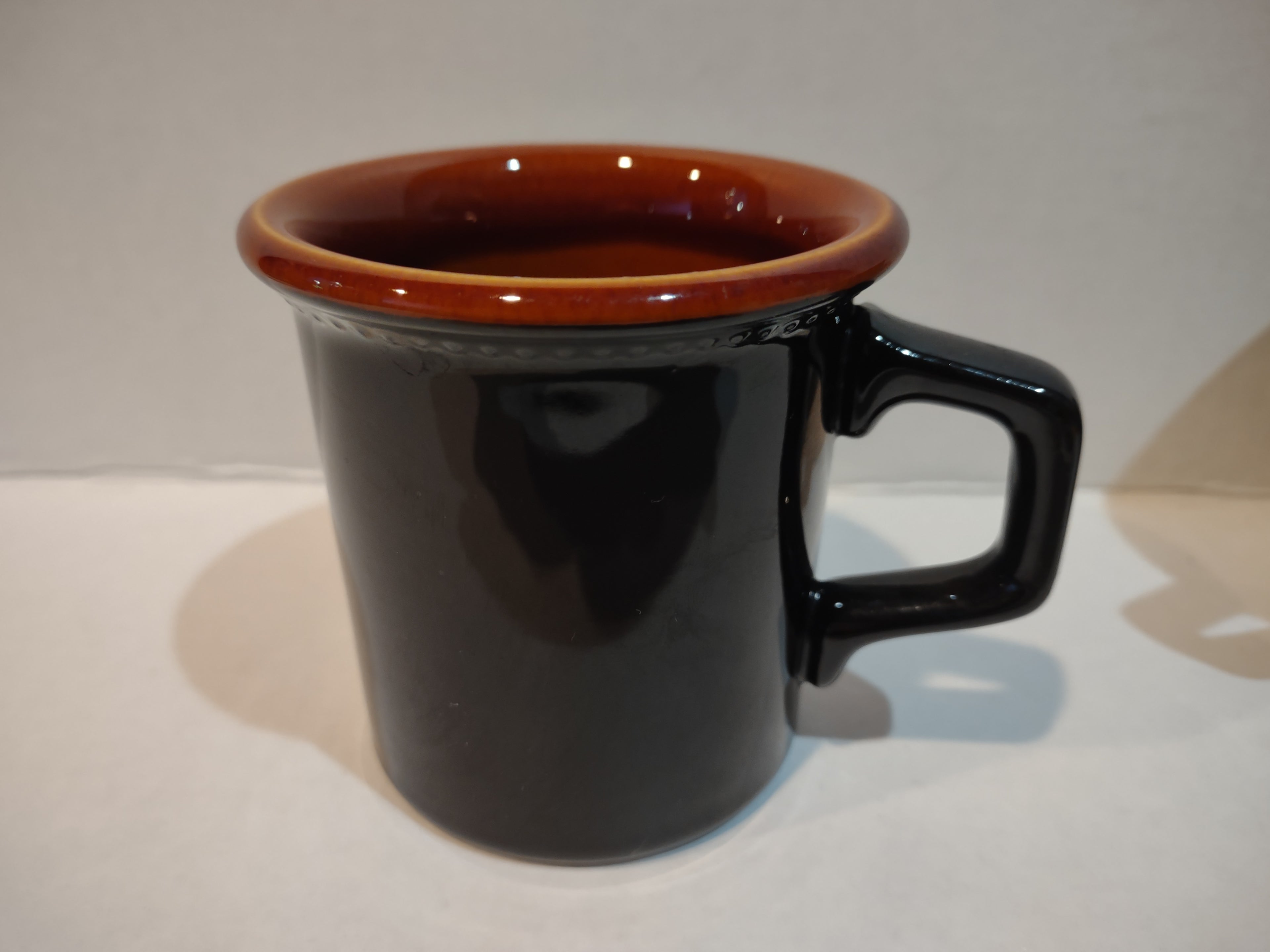 Vintage MCM Ironstone Amber Octagon Teacup Mug x 3 Rustic USA (lot 5009)