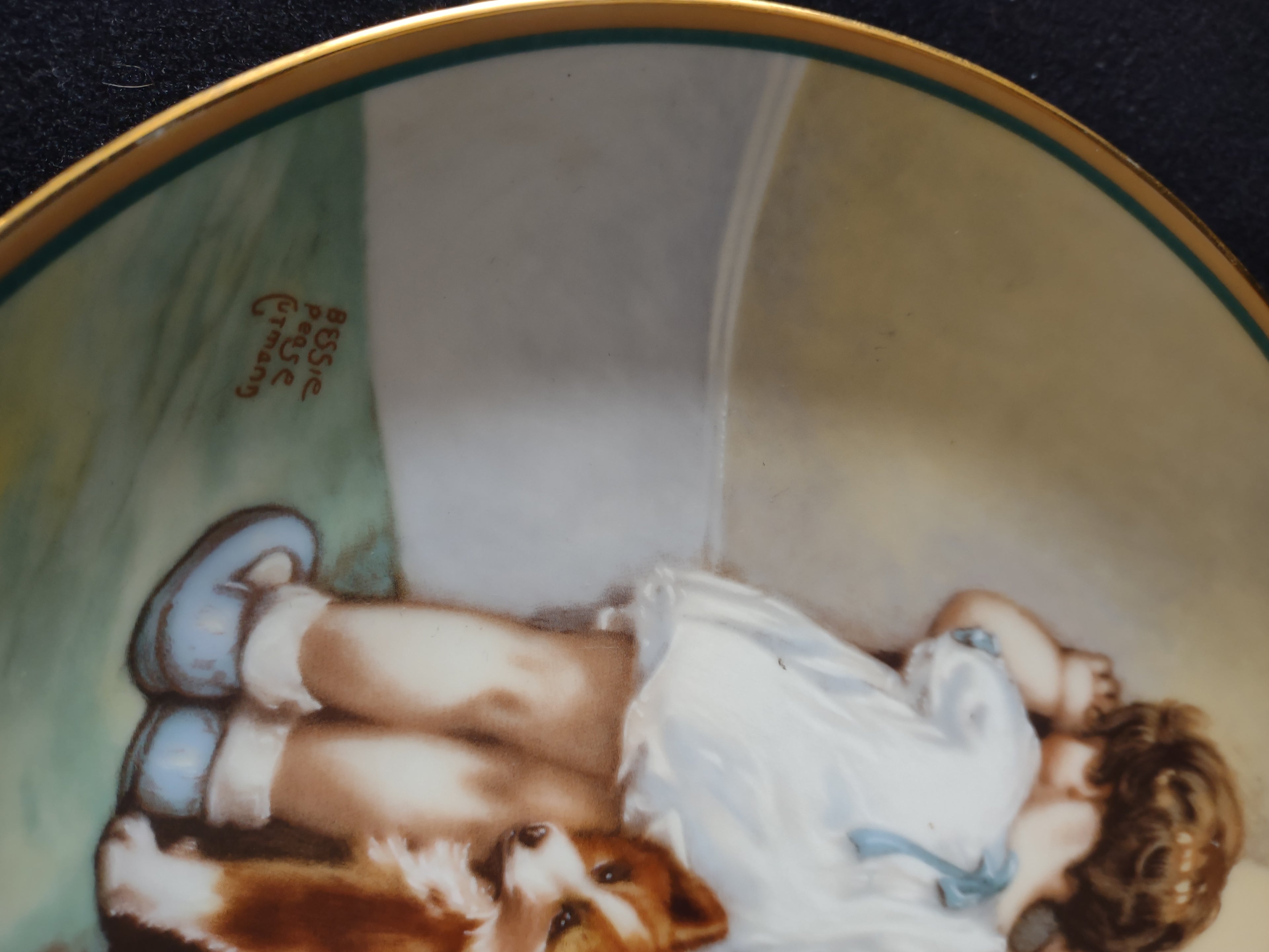 Vintage Bessie Pease Gutmann Child Best Friends Plate In Disgrace (Lot 5110)